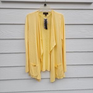 L Dana Buchman Yellow Women's Openfront Sweater Cardigan
